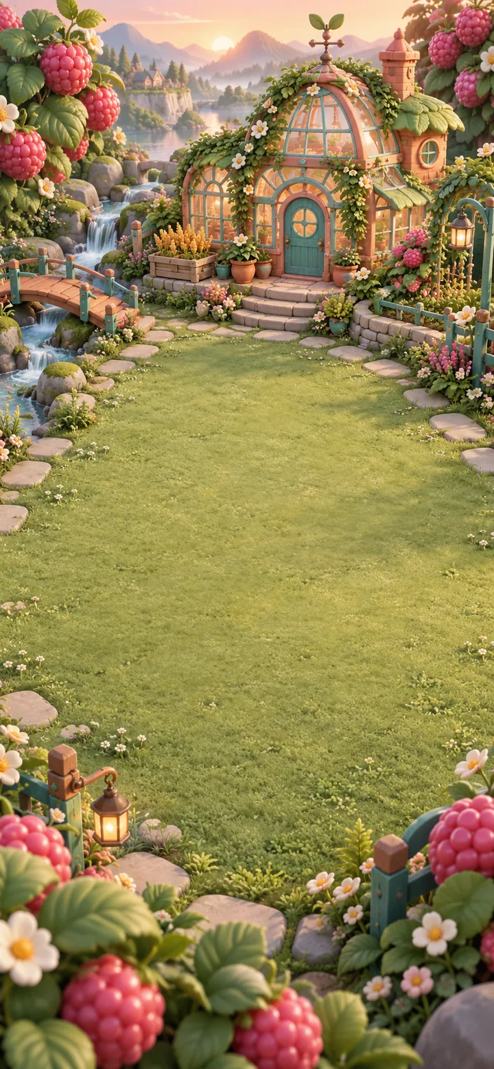 Berryburrow, a sunny garden with a little cottage